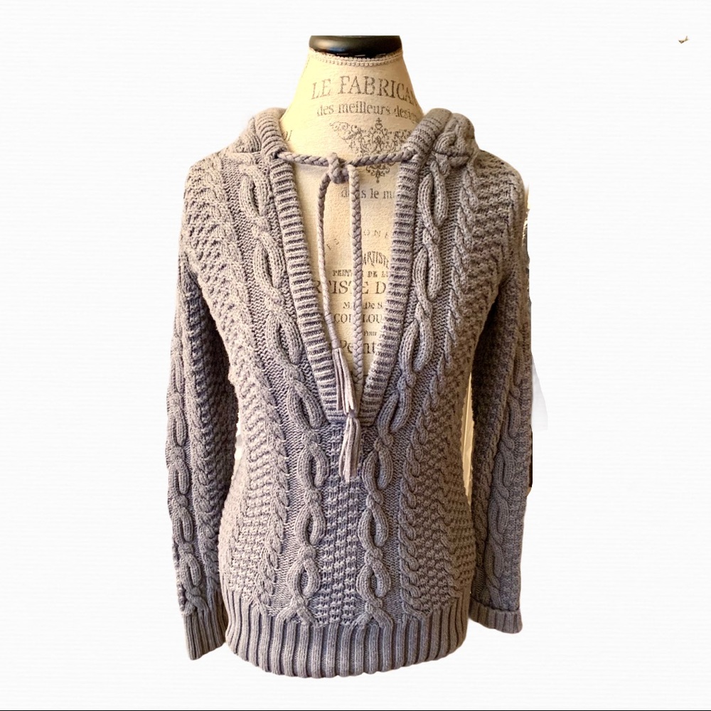 MODA International Cable Knit Hooded Sweater - S - Picture 1 of 11